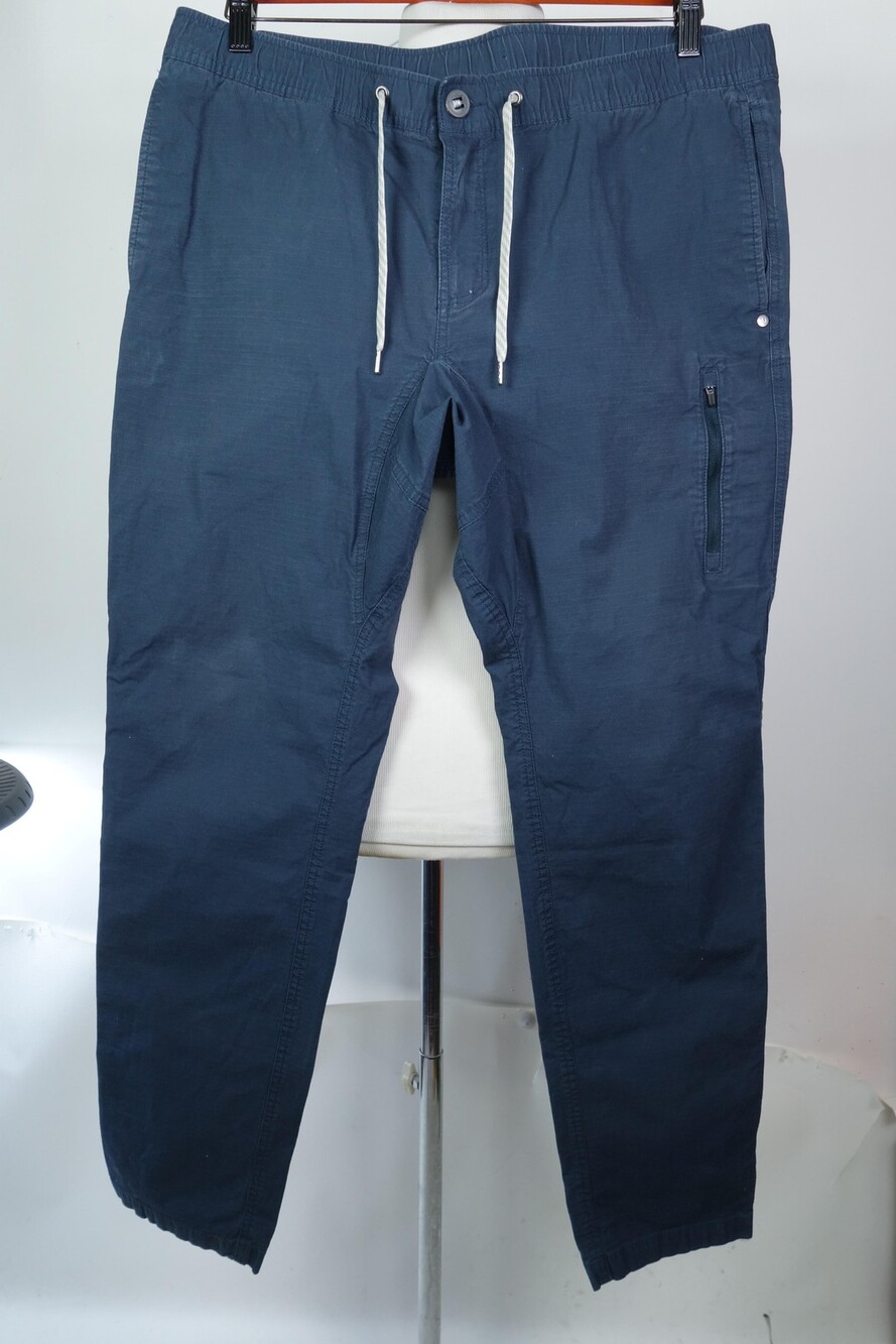Vuori Pants Mens 2XL Blue Woven Track Joggers Elastic Waist Zip Pocket V412